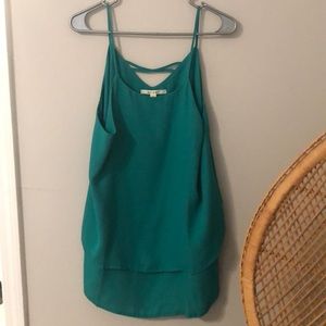 Green spaghetti strap blouse